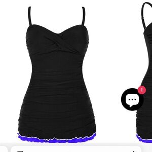 Hilor one pice swim dress with darling ruffle, size 18. NWT